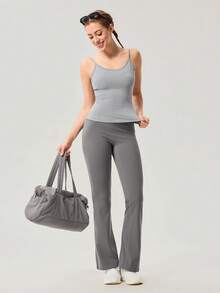 OutZeal Camiseta deportiva de mujer, casual diaria, con estiramiento y espalda descubierta - Gris - Ver 4