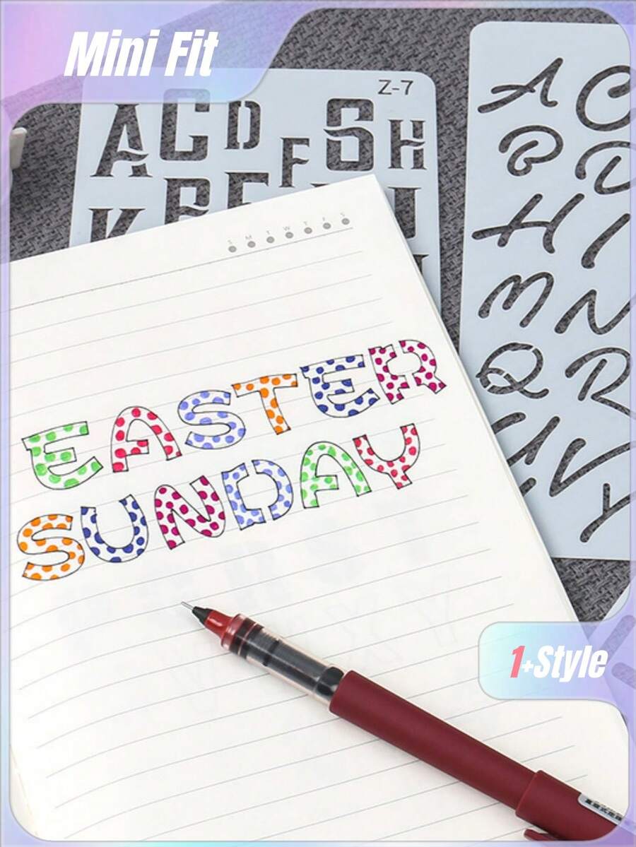 20 Pcs A6 English Letter Hollow-Out Painting Templates, Graffiti Spray Painting Lace Rulers - Sets - View 1