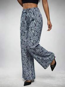 SHEIN Tall 女士复古佩斯利印花牛仔裤 - 彩色 - 查看 6