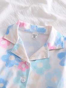 2pcs/Set Girls Casual Floral Print Long Sleeve Top And Pants Comfortable Homewear Set - Multicolor - View 6