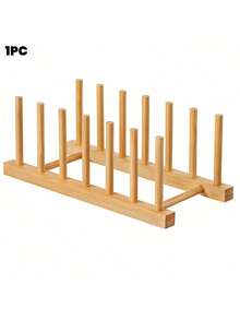 Vertical Bamboo Dish Rack, Utensil Drying And Storage Rack, Kitchen Drawer Organizer - Pot Lid Rack, Cabinet Space Saving Dish Rack - Cutting Board Drainer Rack, Can Hold Plates, Pot Lids, Bowls, Cups And Books, Kitchen Cabinet Organizer, Keeps Tableware Dry - Multicolor - View 10