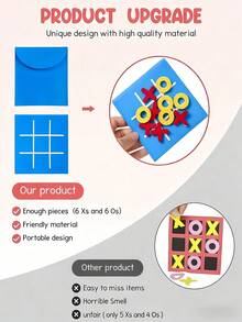 1/4/8/12/16 Sets Mini Felt Tic Tac Toe Party Toy Kit Includes 6 X's 6 O's And 1 Sticky Board. Portable Suitable For Fun Interactive Games Party Games Family Leisure Entertainment Tic Tac Toe Game. - Multicolor - View 2