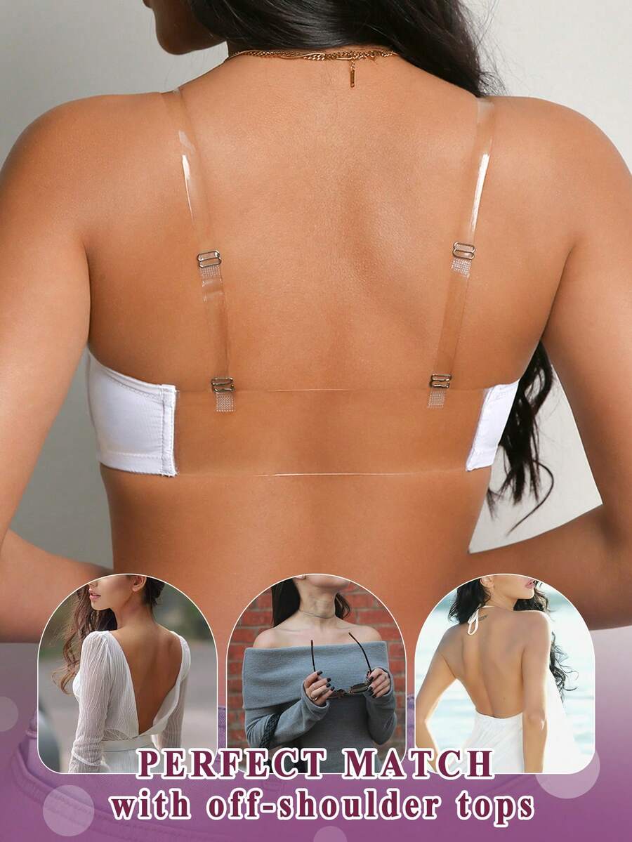 DesireSculpt 1件装女士性感蕾丝无钢圈前扣深V聚拢露背文胸 - 白色 - 查看 1