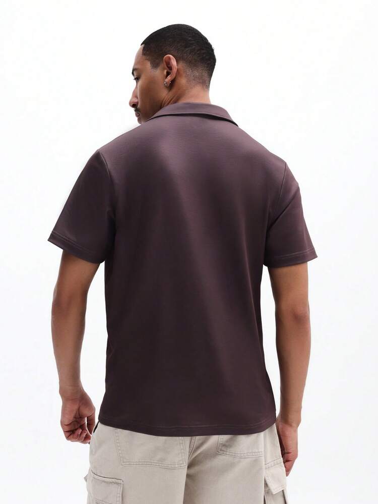 Slim Fit Striped Polo With V-Neck