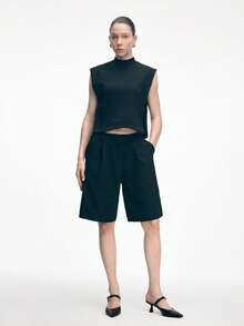 Mnmlis Women Low-Heeled Black Pointy-Toe Pumps In A Minimalist Commuter-Chic Style. - Black - View 9