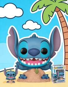 Funko POP！乙烯基人偶，星际宝贝史迪奇沙滩主题，带沙堆底座，橱窗式展示包装，编号1566，可爱Q版桌面摆件，粉丝礼物 - 1PC - 查看 3