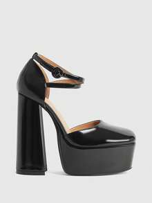 CUCCOO LuxiPop 防水厚底粗跟方头高跟鞋 - 黑色 - 查看 1