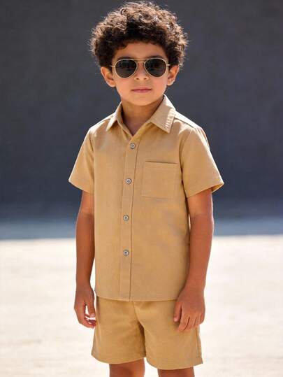 Conjunto infantil de camisa y short para niño – Estilo casual moderno