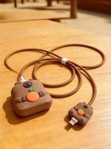 4-In-1 Design 18W Apple Charger Adapter, Data Cable, Silicone Protector Case Set Compatible With Apple Phones Charger Protector Charger Case Phone Accessories - Brown - View 5