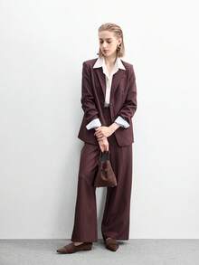 CUCCOO BIZCHIC 女士四季皆宜平底尖头时尚鞋款深棕色仿鹿皮绒面平底鞋，适合婚礼、情人节等场合穿着。 - 深棕 - 查看 2