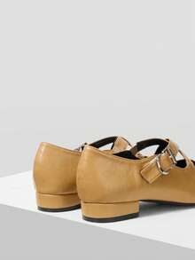 Mnmlis Solid Color Pointed Toe Casual Comfortable Versatile Flat Shoes, Suitable For Walking, Travel And Vacation - Khaki - View 3
