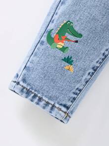 SHEIN Baby/Toddler Boys' New Fashion Casual Soft Cute Animal Graphic Plush Blue Denim Loose Fit Jumpsuit Spring Summer,For Baby Spring/Summer Dailywear Outfits,Boys Streetwear Outfits,Boys Beach Outfit,Vacation Outfits For Baby,Casual Clothes For Boys,Graphic Jumpsuit ,Toddler Shirt,2-Year-Old Boys Jumpsuit ,Summer Jumpsuit ,Casual Jumpsuit - Light Wash - View 8