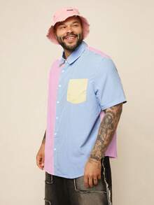 EASEVO Camisa de manga corta tejida de corte holgado y de múltiples colores a rayas, adecuada para el verano, talla grande para hombre - Multicolor - Ver 6