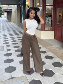 Alexandranx New Summer Versatile All-Match Texture Slim Top For Women, Fashionable Street Wear, Going Out Tops Casual - Apricot - View 4