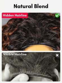 QUICK WEAR 9AM HAIR Wear Go Half Wig Water Wave Flexible Fit 3 In 1 Half Wig With Drawstring Natural Hairline Ombre Brown Wig Seamless Beginner Friendly Wear And Go Glueless Human Hair Wig Natural Hairline 180% Density 14-16 Bob Inch 18-28 Regular Inch Unprocessed Virgin Hair Fashion School Supplies Hair Stuff Gifts - S1B/33 - View 9