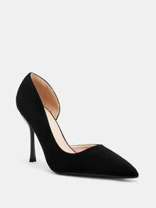 Glitzique Women's Elegant High Heel Shoes, Fashionable Slim Pointed Toe High Heels, Sexy Side Hollow Stilettos, Elegant Party Style Summer Shoes - Black - View 4