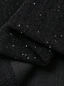 DAZY Lace Cinched Waist Midi Dress For Women - Black - View 9