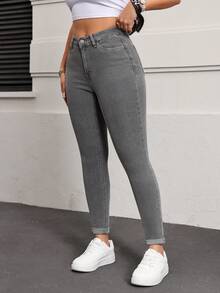 Flexra Women's Casual Washed Slim Fit Denim Jeans - Light Grey - View 3