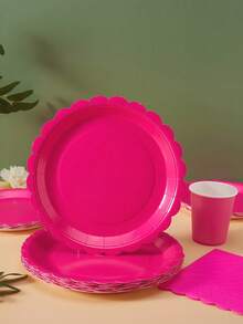 Rose Petal Disposable Plate, Napkin, And Paper Cup Set, Rose Petal Plate, Napkin, And Paper Cup Party Supplies, Suitable For 25 Guests, Disposable Paper Plate Party Tableware Suitable For Birthday Weddings, Parties, And Family Picnics - Multicolor - View 3
