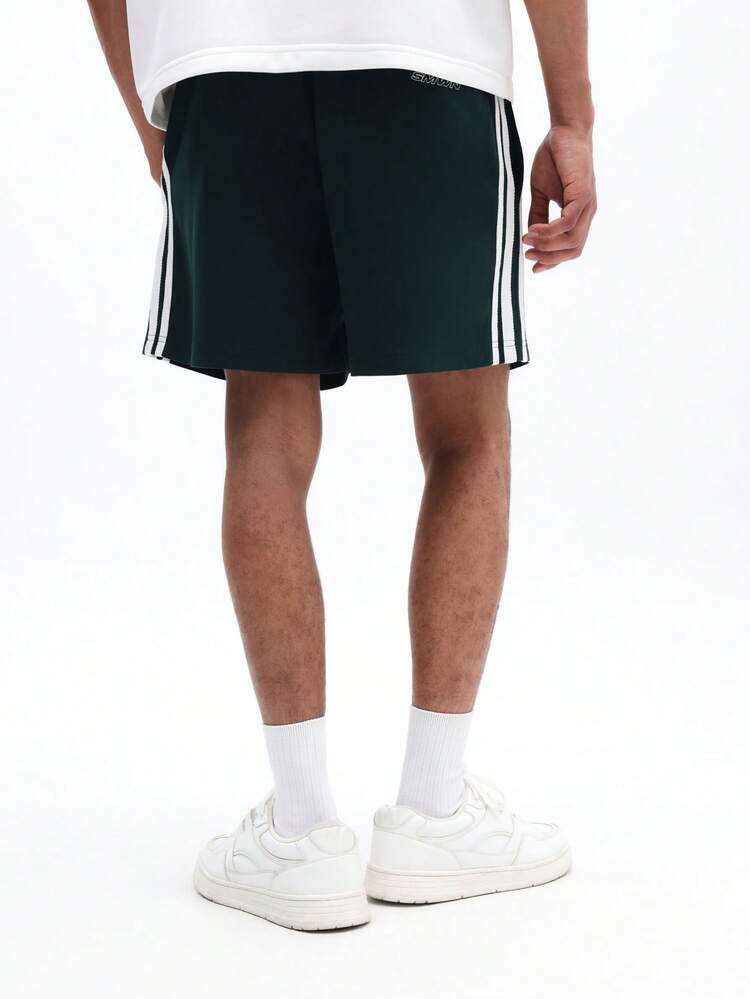 Regular Fit Dark Green Shorts With Side Tape