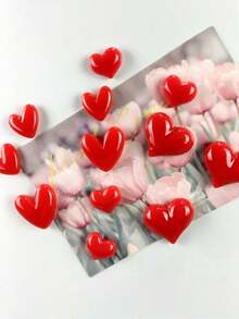 6Pcs 3D Heart Fridge Stickers, Cute Love Shape Home Kitchen Office Decor Accessories, Non-Magnetic Adhesive Decals, Gift For Friends - multicolor - View 3
