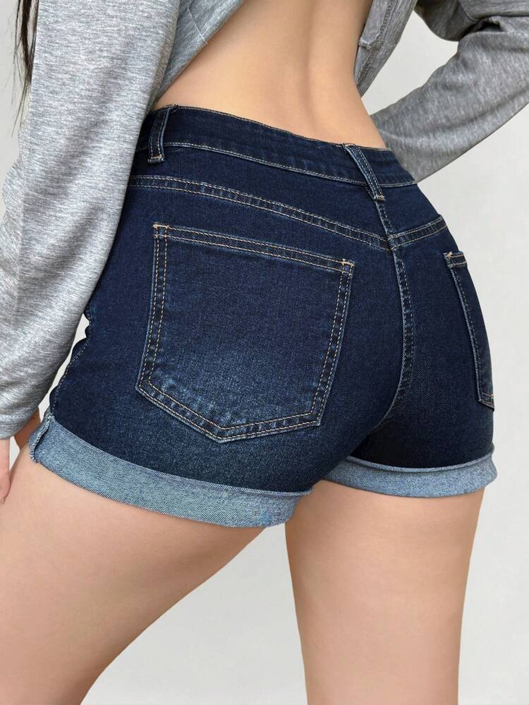 Women's Casual Everyday Pocketed Button Denim Shorts Jorts Summer