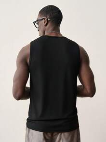 STYNVO 男士休闲宽松圆领背心 - 黑色 - 查看 3