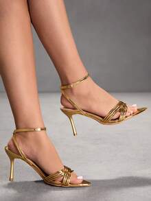 CUCCOO SZL Women Heeled Sandals - Gold - View 5