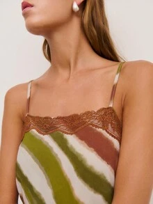 Nöista Printed Long Dress With A Lace Trim On Neckline And Adjustable Back Straps On Back. Boho, Summer, Spring, Woman. - Multicolor - View 6