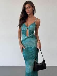 Aloruh 女士夏季印花镂空露背连衣裙，夏季度假连衣裙，沙滩连衣裙，波西米亚热带度假风连衣裙 - 藍色 - 查看 7