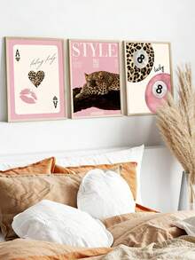 Tranh treo tường họa tiết báo đốm, tranh vẽ trên vải canvas hình quả cầu may mắn số 8, tranh màu hồng nữ tính, tranh trang trí thanh lịch phù hợp cho phòng ngủ, phòng khách hoặc ký túc xá, quà tặng cho phái nữ, không bao gồm khung. - Nhiều màu - Xem 6