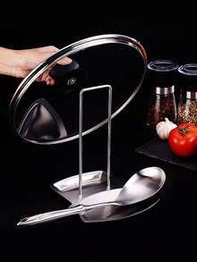1 Pc Multifunctional Kitchen Storage Rack For Pot Lids Spoons Utensils Organizer - Silver - View 4