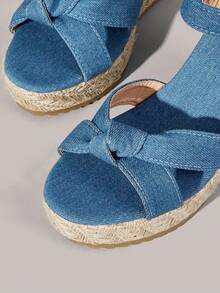 Styleloop Women's Vacation Casual Platform & Wedge Sandals Holiday Travel Essential Boho Cowgirl Outfit - Blue - View 4