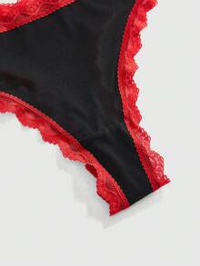 ROMWE Bộ đồ lót nữ phối ren lưới kiểu Gothic - màu đen - Xem 3
