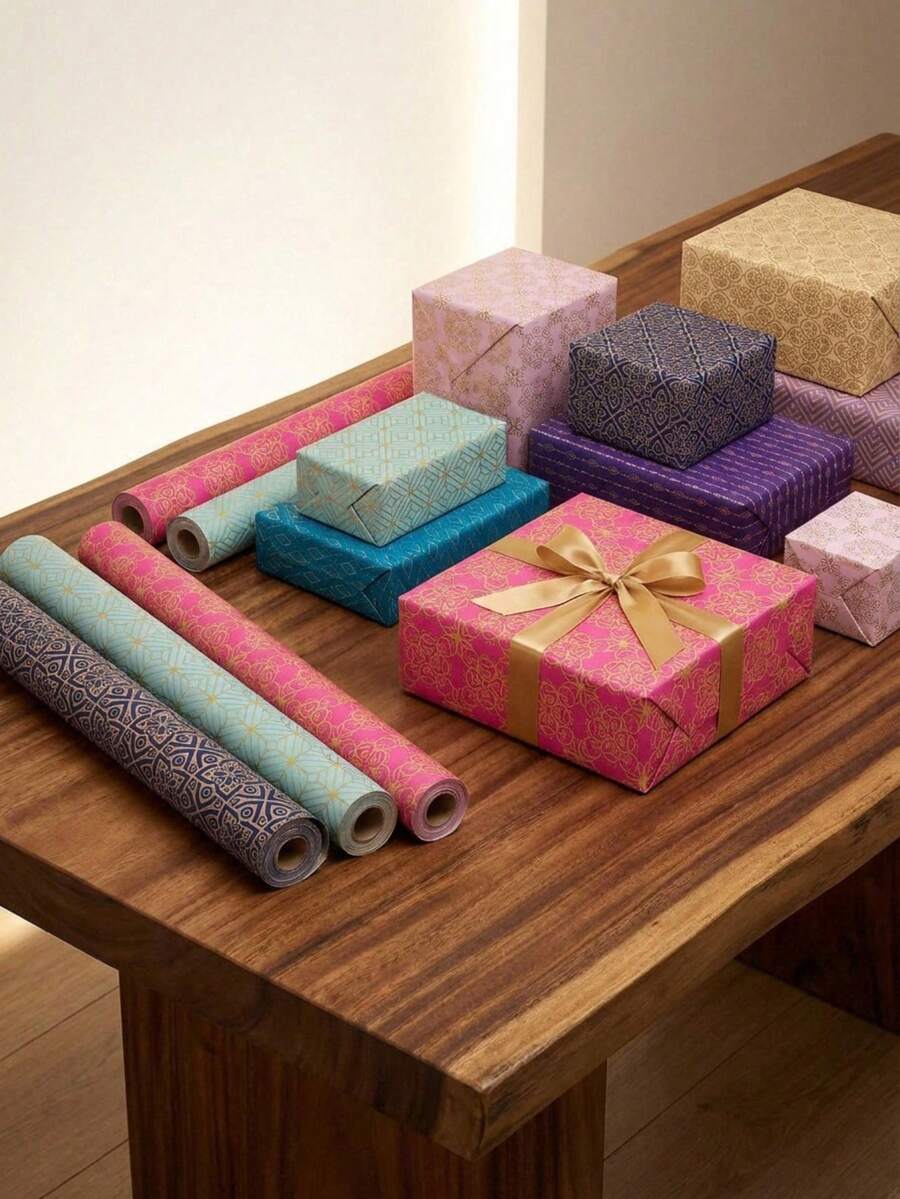 Cirelle Metallic Gift Wrapping Paper - 5 Packs With Floral And Geometric Patterns, Shiny Foil Wrap For Birthday, Party, Wedding - Multicolor - View 1