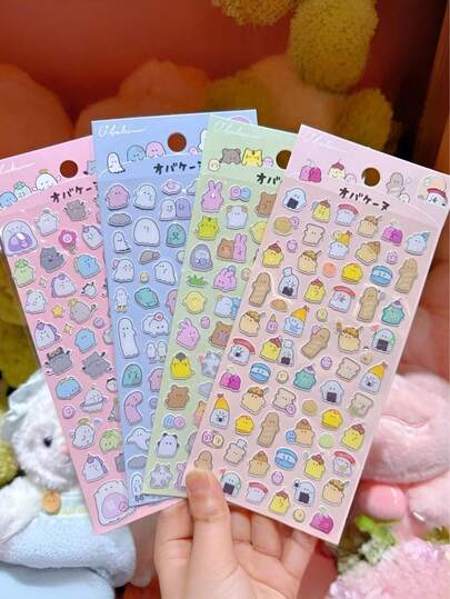 POKOJA LAND 4-Piece Youyou Family Crystal Stickers - 3D Cute Animals And Ghost Stickers For Kids' Rewards And Everyday Decorations