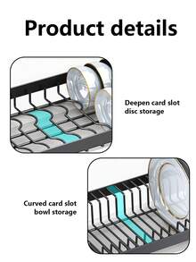 1 chiếc kệ đựng đồ nhà bếp 3 tầng lớn với chức năng thoát nước nhanh, giá đựng dao nĩa, giá để thớt, giá đựng dụng cụ nhà bếp đa năng khô ráo cho bát, đĩa và nhiều vật dụng khác, giá đựng dụng cụ | Kệ kim loại kiểu dáng đẹp | Đồ dùng nhà bếp, dụng cụ sắp xếp và lưu trữ nhà bếp - màu đen - Xem 4