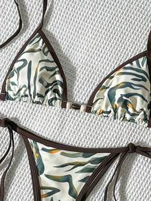 Swim Vcay Women's Random Print Beaded Necklace Bikini Set, Spring/Summer - Multicolor - View 5