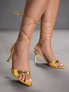 CUCCOO SZL Giày sandal cao gót dành cho nữ - Vàng - Xem 1