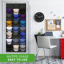 Organizador colgante de 24 rejillas sin taladro para gorras, bolsa de exhibición multicapa para almacenamiento de gorras de béisbol en la puerta, solución de ahorro de espacio para el hogar y el armario - Multicolor - Ver 8