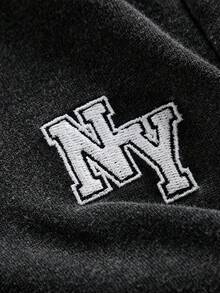 Girlism Conjunto de 2 piezas para niñas preadolescentes, camiseta de manga corta ajustada con bordado de letras emparejada con pantalones de punto de pierna ancha suelta - Negro - Ver 5