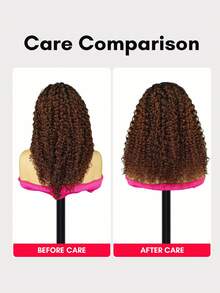 QUICK WEAR 9AM HAIR Wear Go Half Wig Water Wave Flexible Fit 3 In 1 Half Wig With Drawstring Natural Hairline Ombre Brown Wig Seamless Beginner Friendly Wear And Go Glueless Human Hair Wig Natural Hairline 180% Density 14-16 Bob Inch 18-28 Regular Inch Unprocessed Virgin Hair Fashion School Supplies Hair Stuff Gifts - S1B/33 - View 6