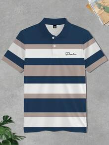 Manfinity Homme Áo thun polo sọc tay ngắn thường ngày/công sở cỡ lớn dành cho nam - Nhiều màu - Xem 3