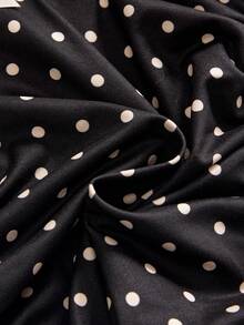 Sweetness Women's Sexy V-Neck Spaghetti Strap Backless Polka Dot Camisole, Knitted Stretchy Fabric Casual Top For Daily Wear, Spring/Summer - Black - View 4