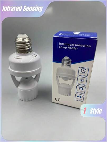 1PC Infrared Motion Sensor Light Socket, E27 Base, Adjustable Delay & Light Control, Easy Installation, For Hallway & Garage Lighting