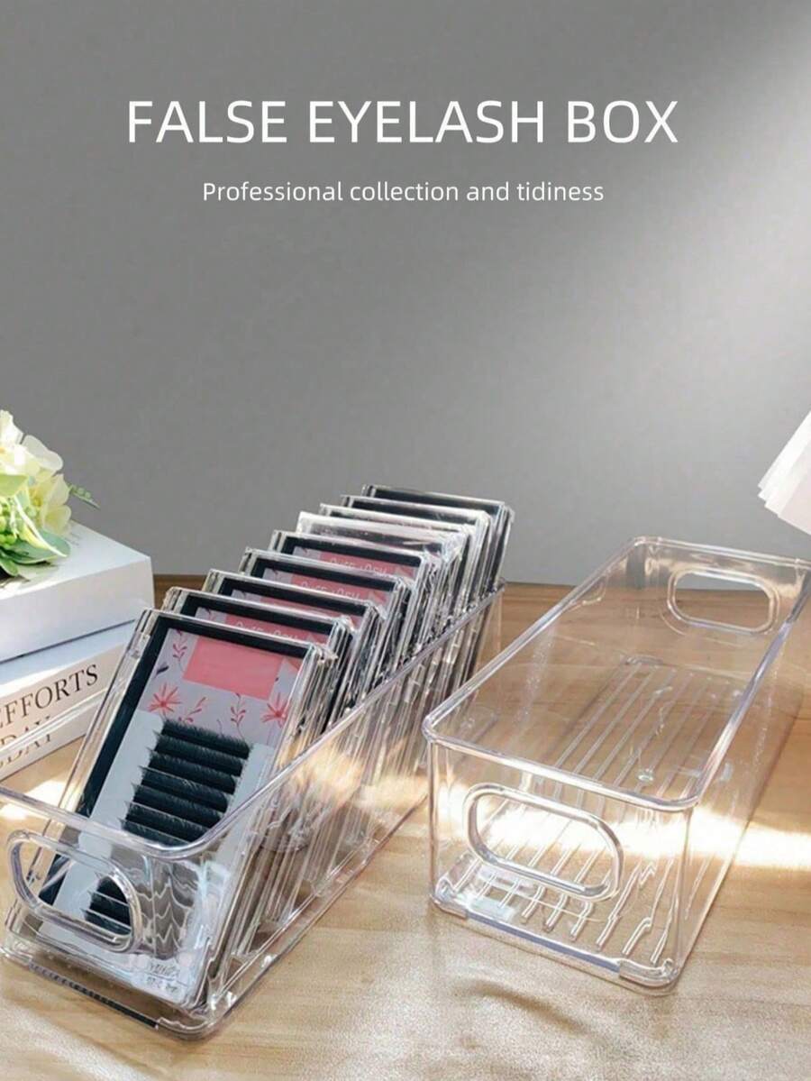 睫毛嫁接及首饰收纳盒，透明化妆品整理盒，化妆刷收纳架，桌面展示盒 - 完美礼物 - 無色 - 查看 1