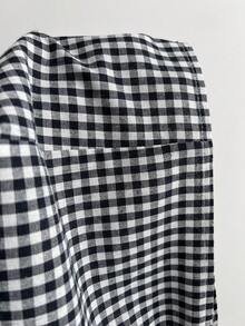 Elamini Criss-Cross Bow Tie Plaid Women Shirt - Blue and White - View 4