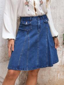 EMERY ROSE Women's High Waist Casual Commuter Fashion Denim Mini Skirt - Blue - View 6