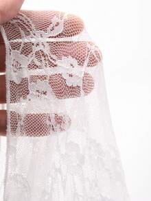 FRIFUL Áo thun nữ cổ tròn, chất liệu ren, tay loe, màu trơn, kiểu dáng thường ngày. - trắng - Xem 7