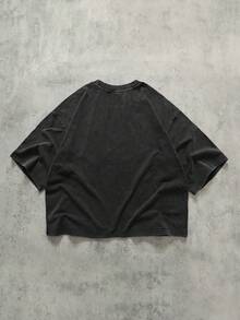 ROMWE MEN 男士休闲圆领短袖T恤，饰有水钻星星图案 - 黑色 - 查看 3